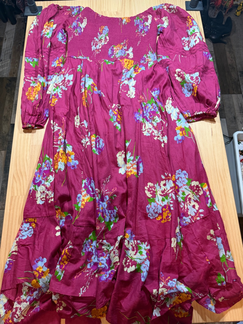 Free People Berry Floral Scoop-Neck Midi Dress B4 - Picture 2 of 11